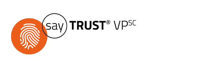 ICON der IT-Sicherheitstechnologie sayTRUST VPSC zeigt einen Fingerabdruck und die Wort-Bild-Marke.